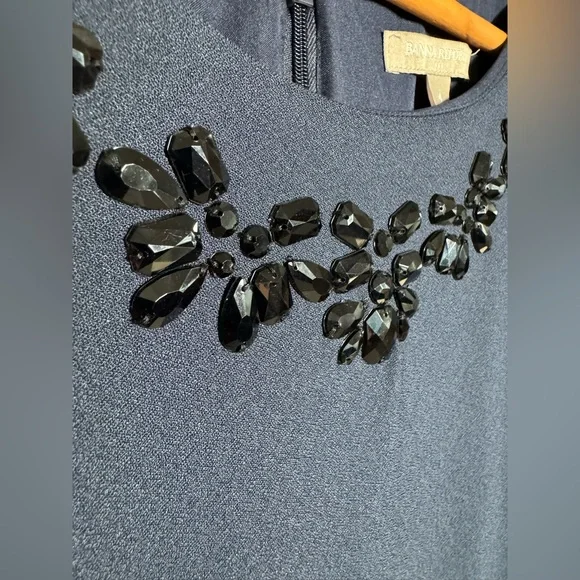 Banana Republic Navy Embellished Jeweled Bedazzled Short sleeve Dress Size 4 - Picture 3 of 7